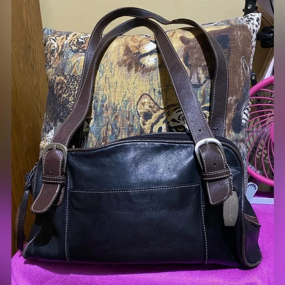 Tignanello Black Soft Leather Shoulder Bag